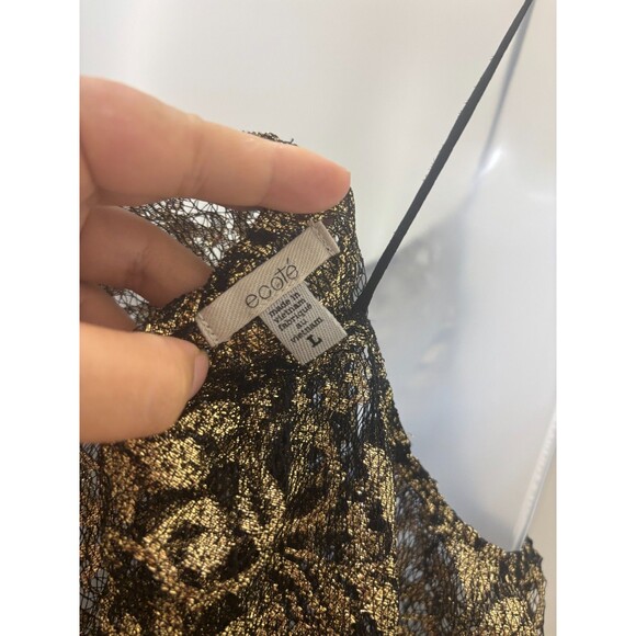 Ecote Gold Sparkle Sheer Tank Top L Urban outfitters Lurex Frills Fairy FLOWY - Picture 8 of 11